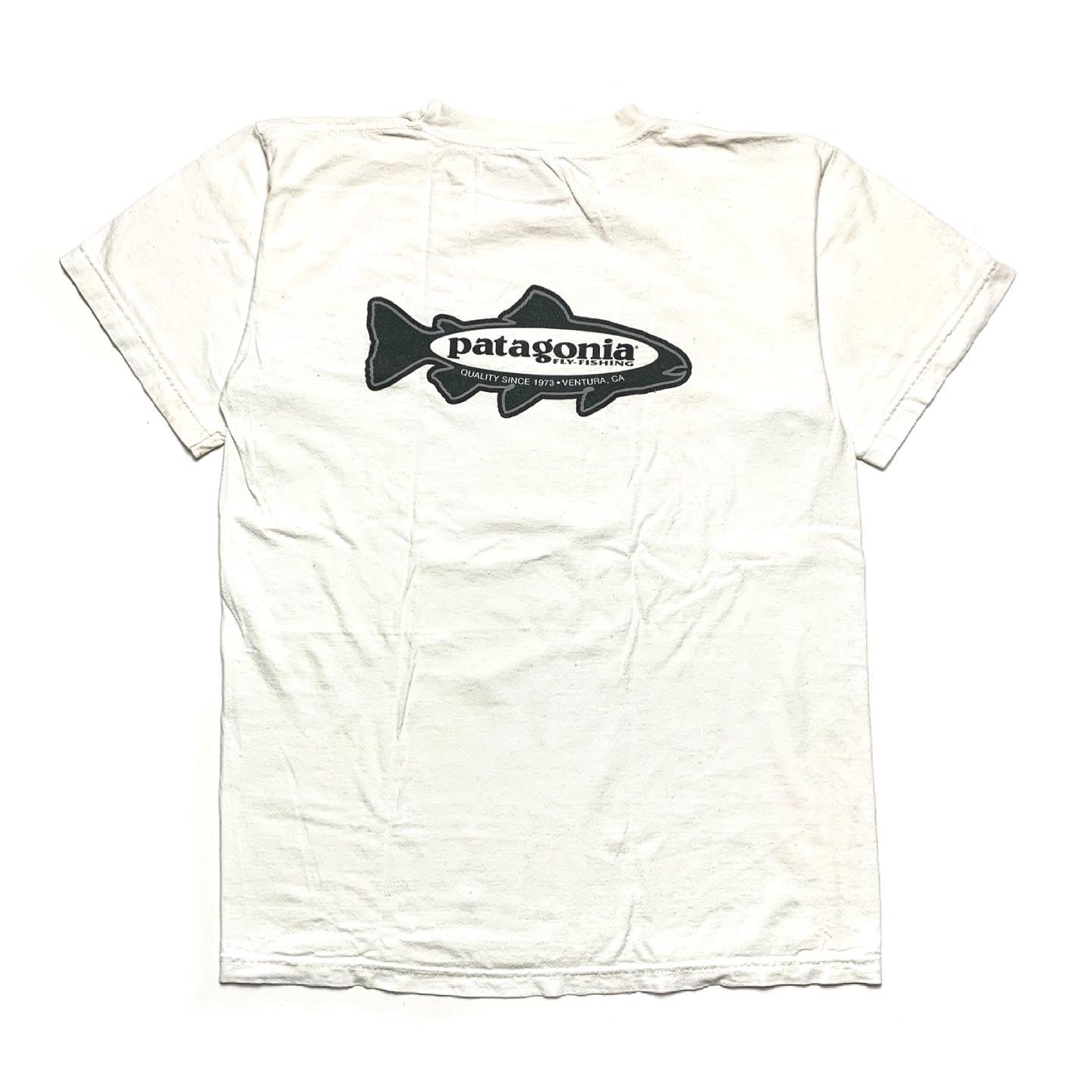 1990s Patagonia Organic Cotton Fly Fishing T Shirt, White (M)