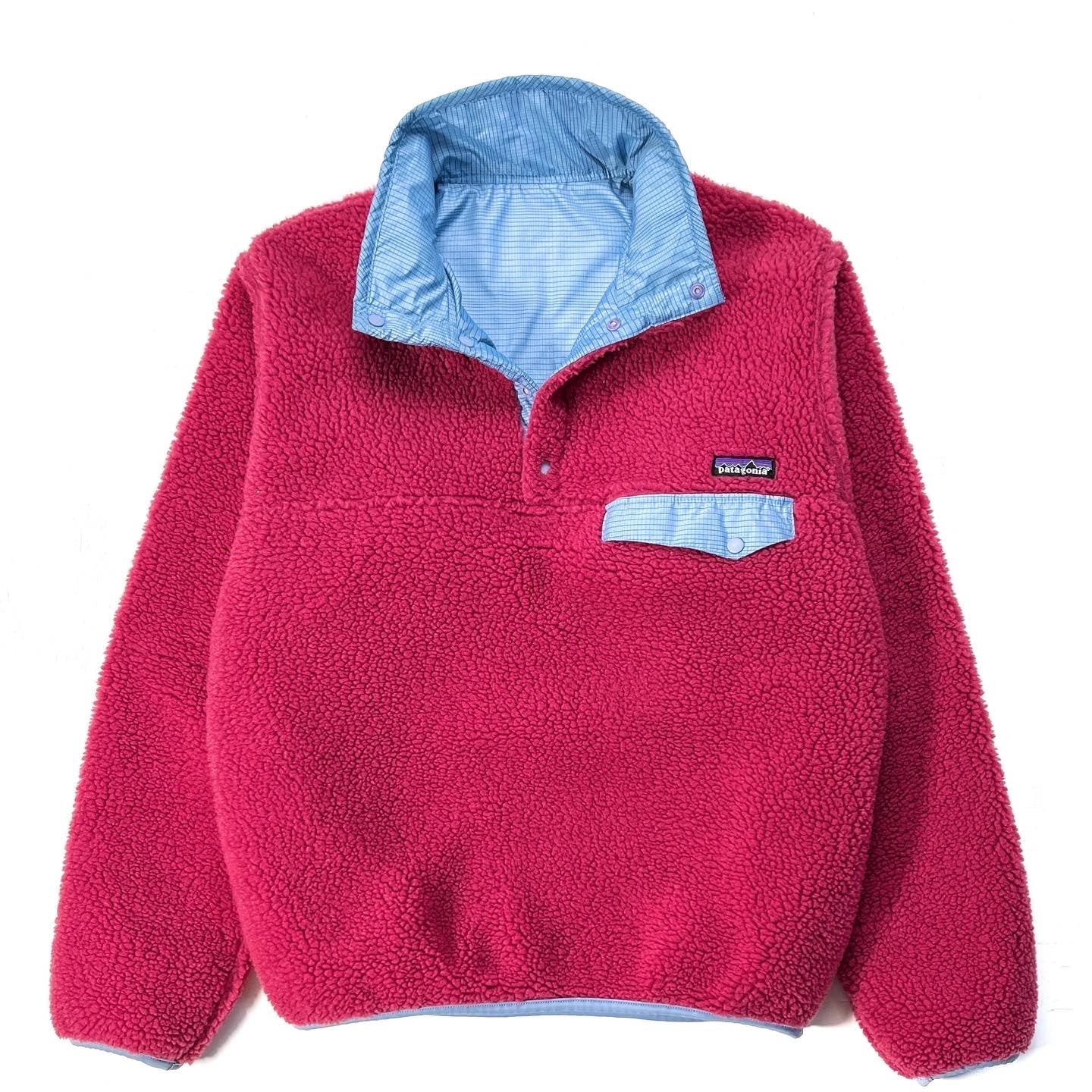 2008 Patagonia Deep Pile Reversible Snap-T Pullover, Raspberry (S)