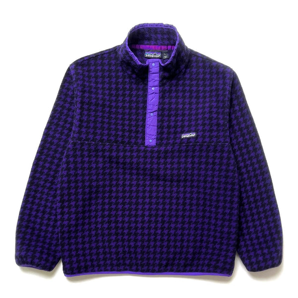 1990 Patagonia Printed Synchilla Snap-T, Houndstooth: Purple (L)