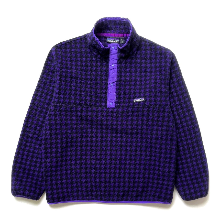 1990 Patagonia Printed Synchilla Snap-T, Houndstooth: Purple (L)