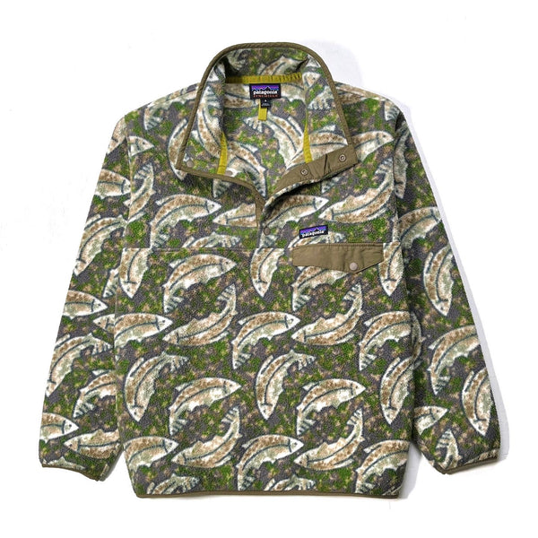 2017 Patagonia Printed Synchilla Snap-T, Leaping: Green (S/M)
