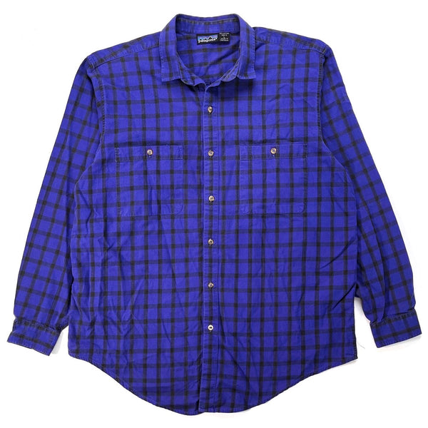 1984 Patagonia Mens Lightweight Cotton Flannel Shirt, Purple (L)