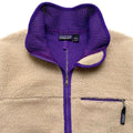 Fall 1991 Patagonia Retro Pile Cardigan, Natural & Purple (L)