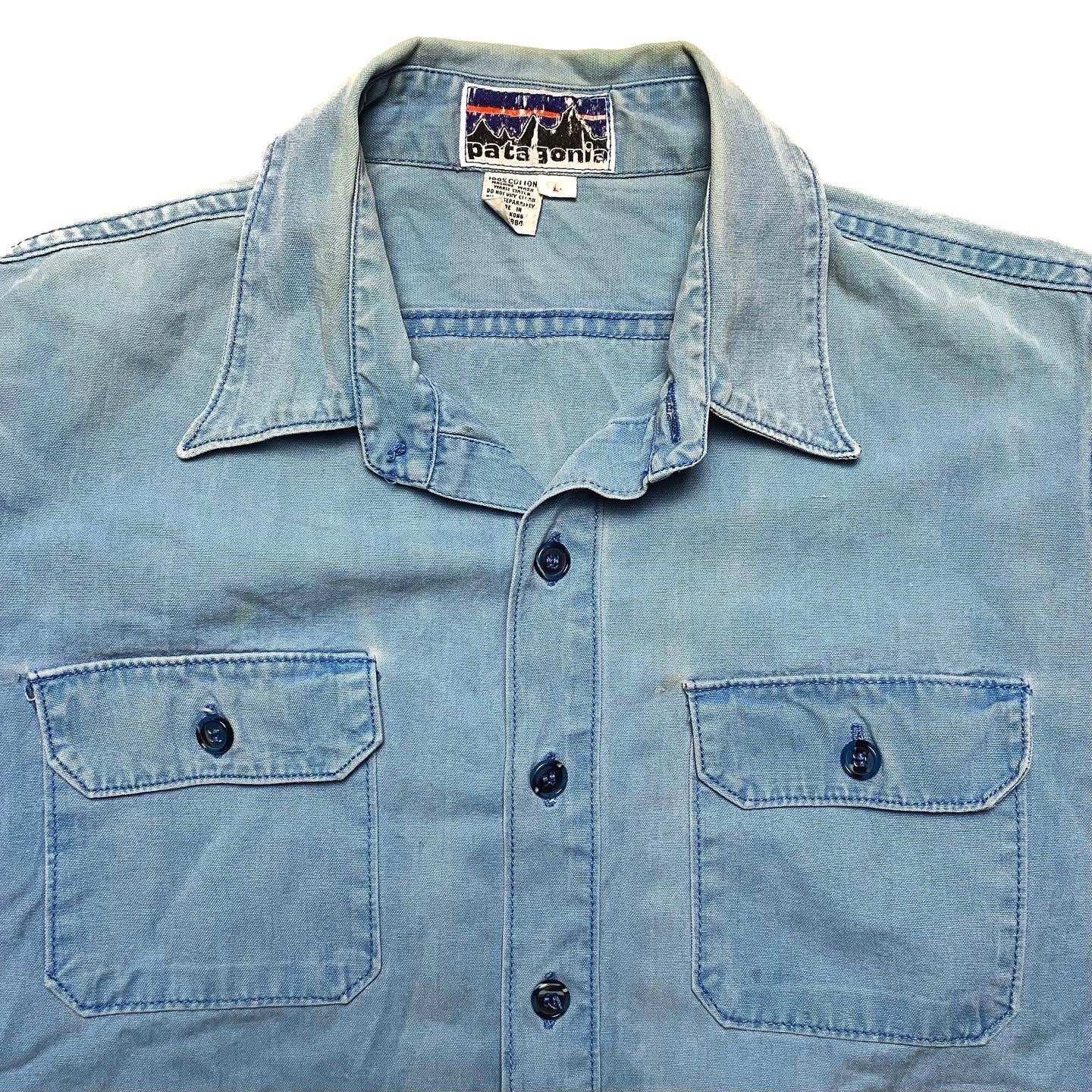 1970s/1980s Patagonia L/S Canvas Shirt, Light Blue (L)
