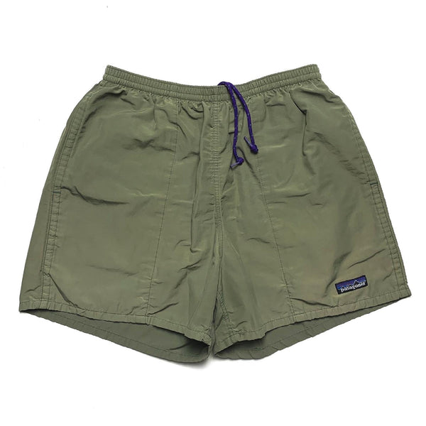 1990s Patagonia 3.5” Baggies Shorts, Light Olive/Purple (S)