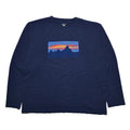 2000s Patagonia Organic Cotton L/S Fitz Roy Logo T-Shirt, Navy (L/XL)