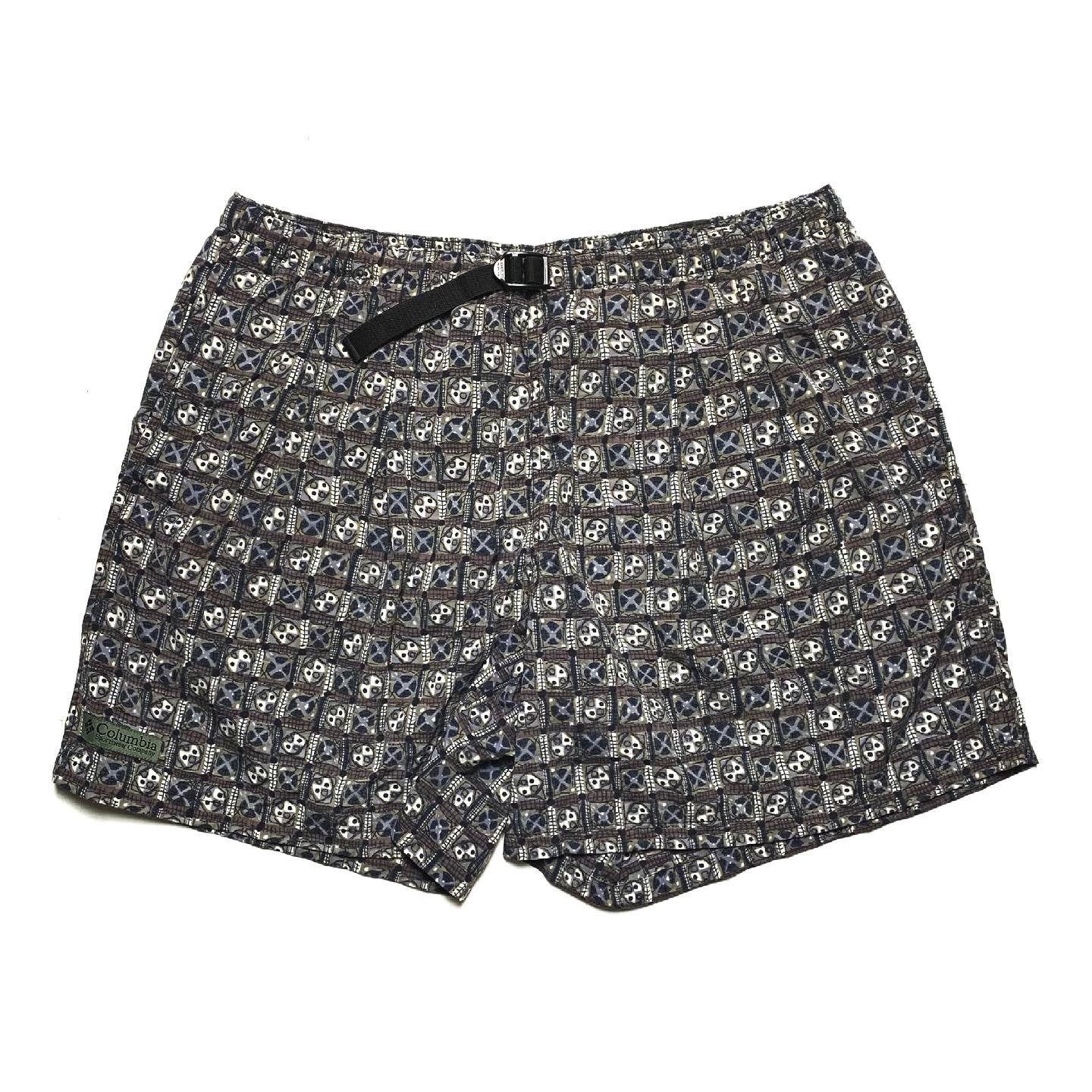 1990s Columbia Sportswear 6” Printed Belted Nylon Shorts (L)