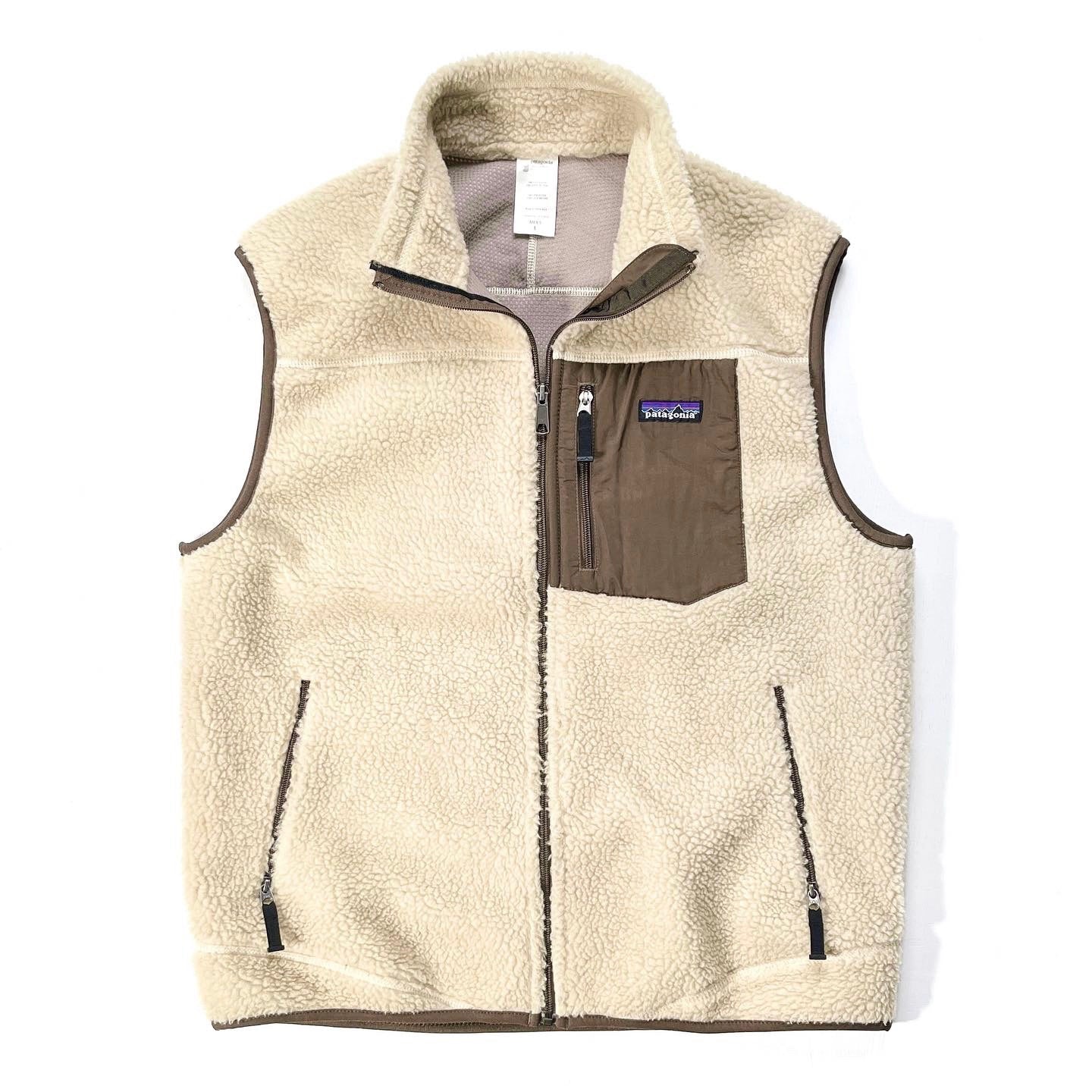 2008 Patagonia Mens Classic Retro-X Vest, Natural & Mushroom (L)