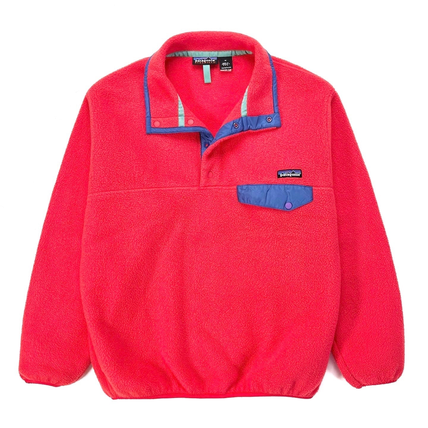 1997 Patagonia Synchilla Snap-T, Flame & True Blue (M)