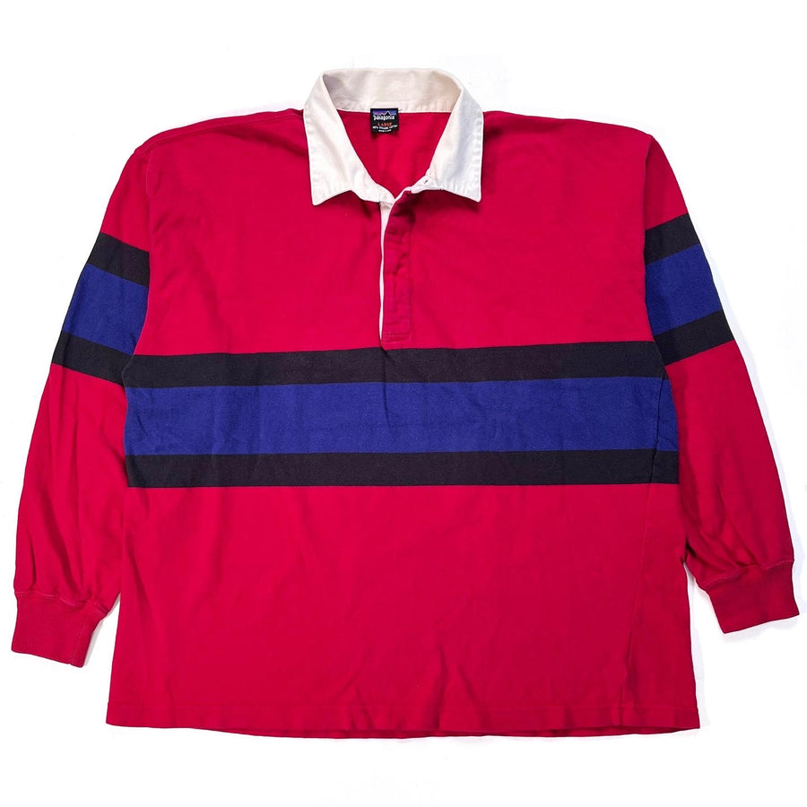 1995 Patagonia Made In The U.S.A. Rugby Shirt, Red & Navy (XL)