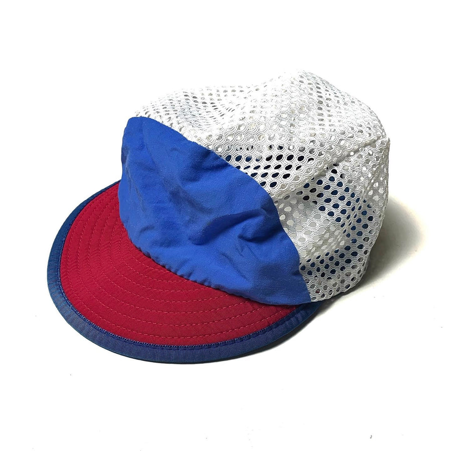 1980s Patagonia Kids Vented Duckbill Cap, Blue/Red (OS)