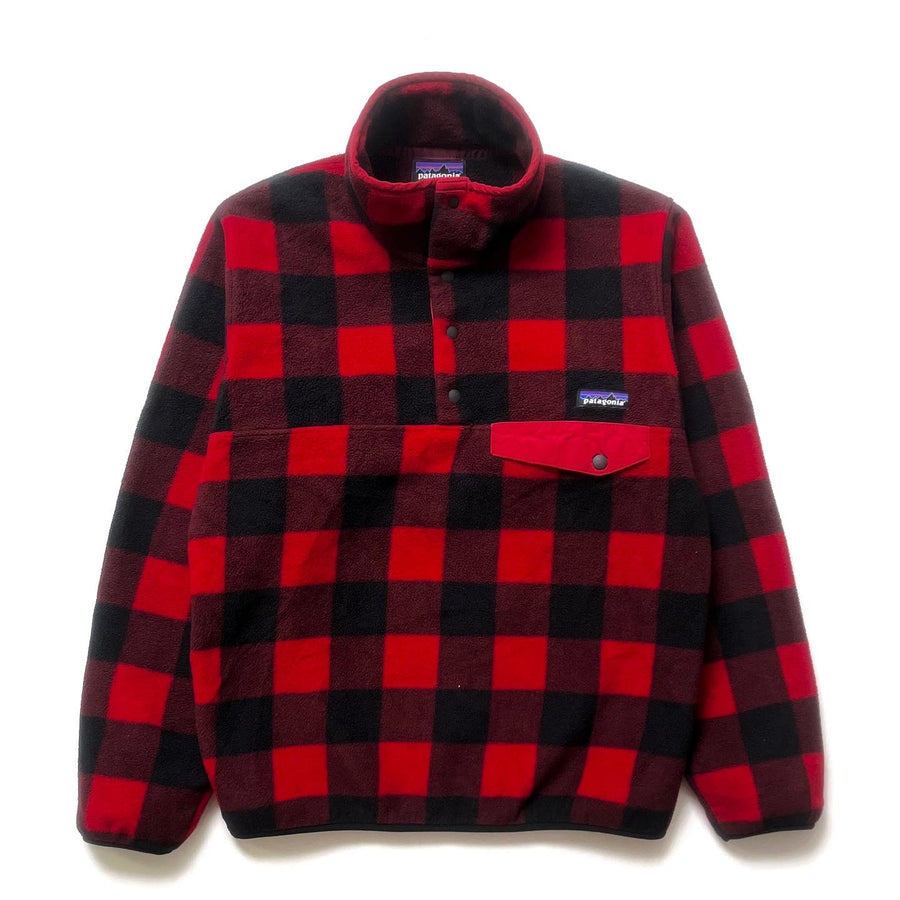 2014 Patagonia Printed Synchilla Snap-T, Fuzzy Plaid: Wax Red (S)