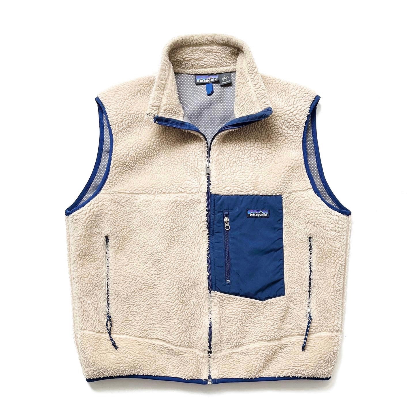 2000 Patagonia Classic Retro-X Vest, Natural & Storm Blue (L)