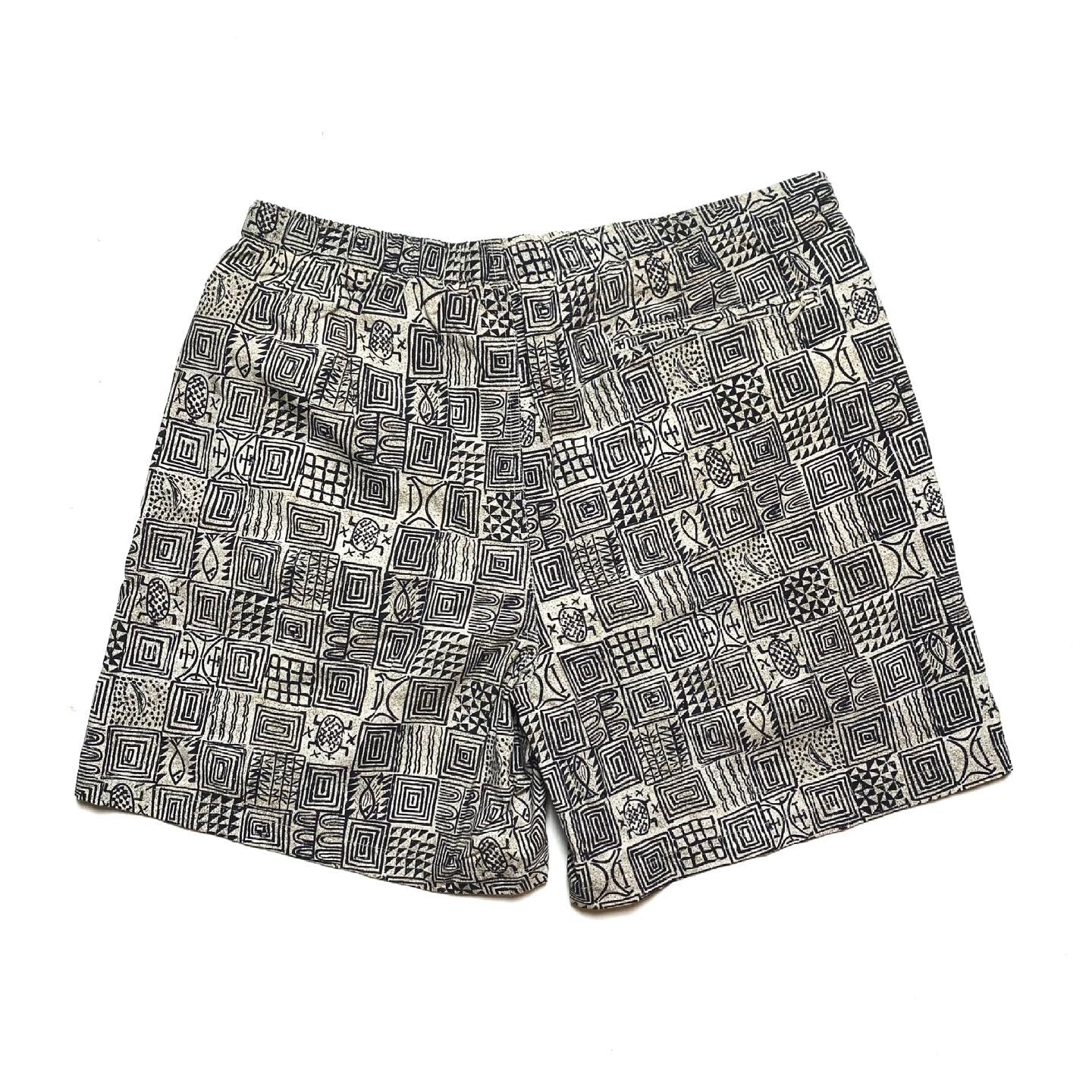 1990s Columbia Sportswear 6” Printed Belted Nylon Shorts (M)