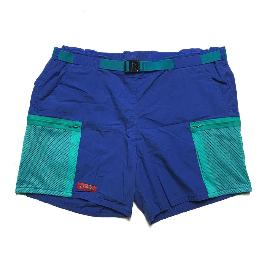 1990s Columbia Sportswear 5” Belted Nylon Shorts, Blue (L)