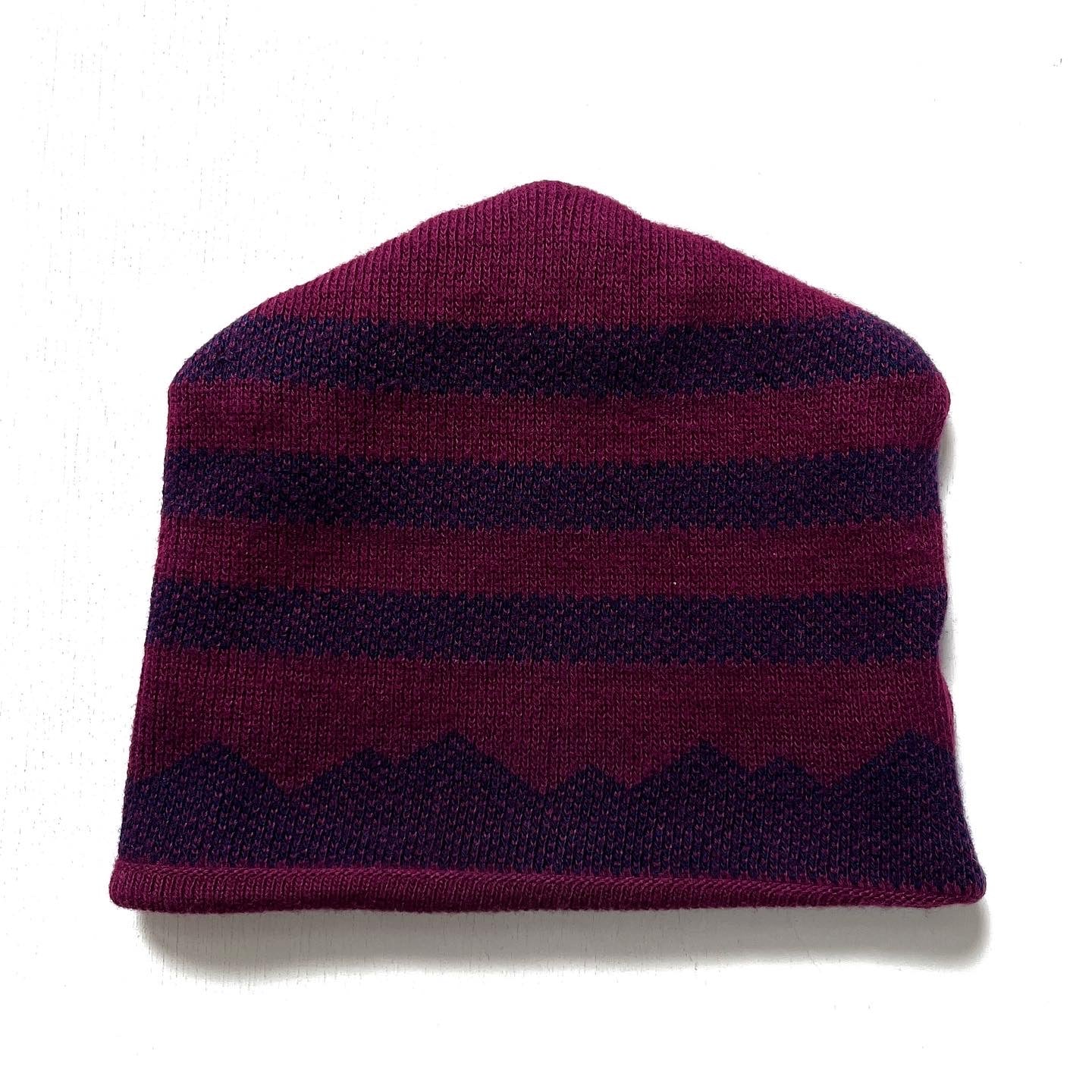 1994 Patagonia Capilene Wool & Fleece Hat, Mountains: Plum (OS)