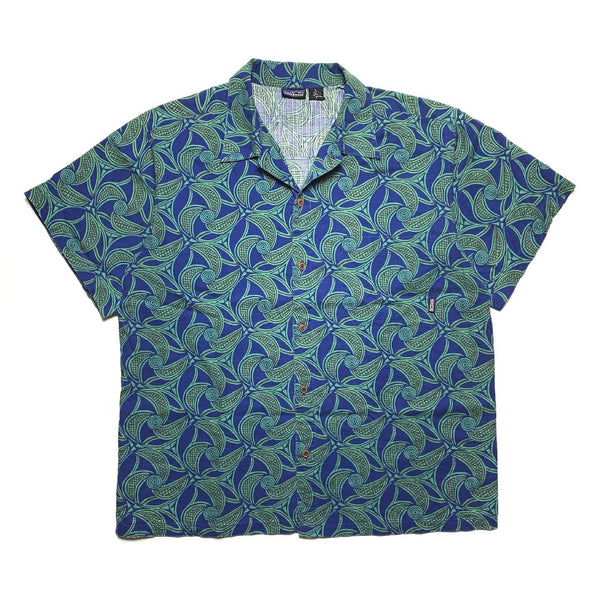 SP98 Patagonia Organic Cotton A/C Shirt, Blue/Green (L Fits XL)