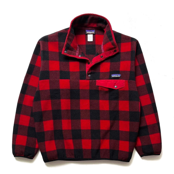 2014 Patagonia Printed Synchilla Snap-T, Fuzzy Plaid: Wax Red (M/L)