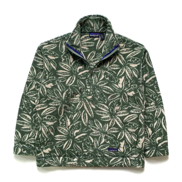1995 Patagonia Printed Synchilla Sweater, Tropical: Green (S)