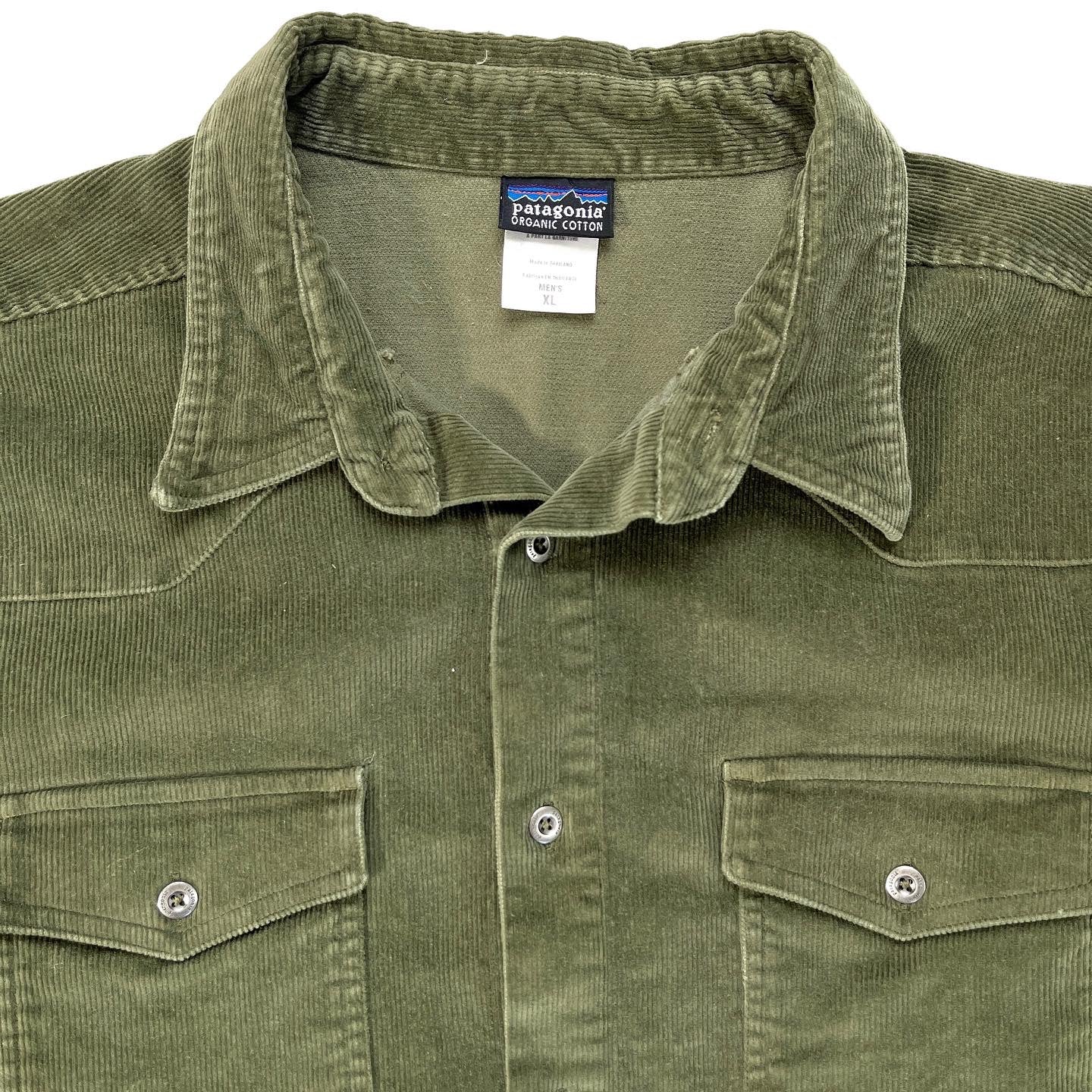 2007 Patagonia Heavy Corduroy Western Shirt Jacket, Olive (XL)