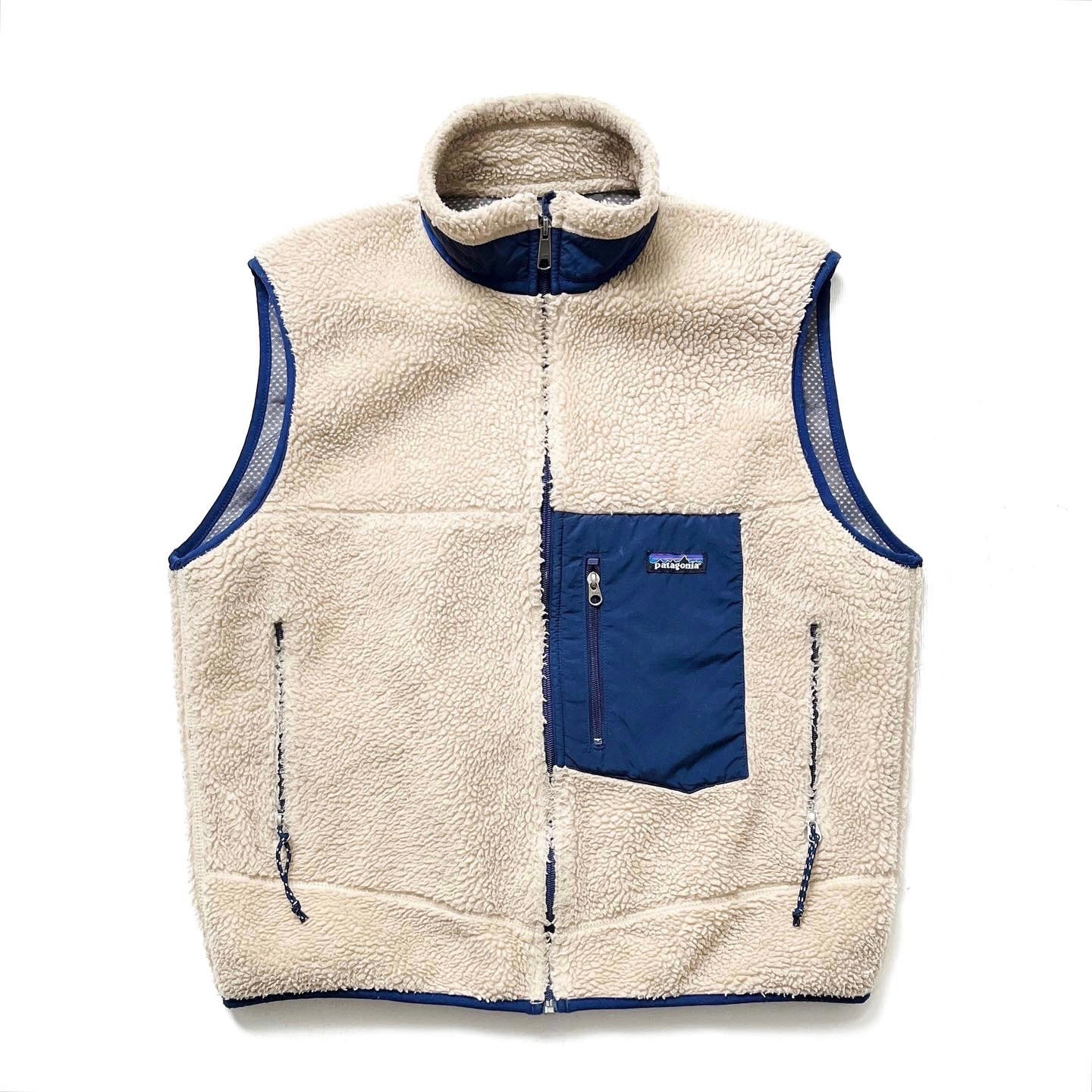 2000 Patagonia Classic Retro-X Vest, Natural & Storm Blue (L)