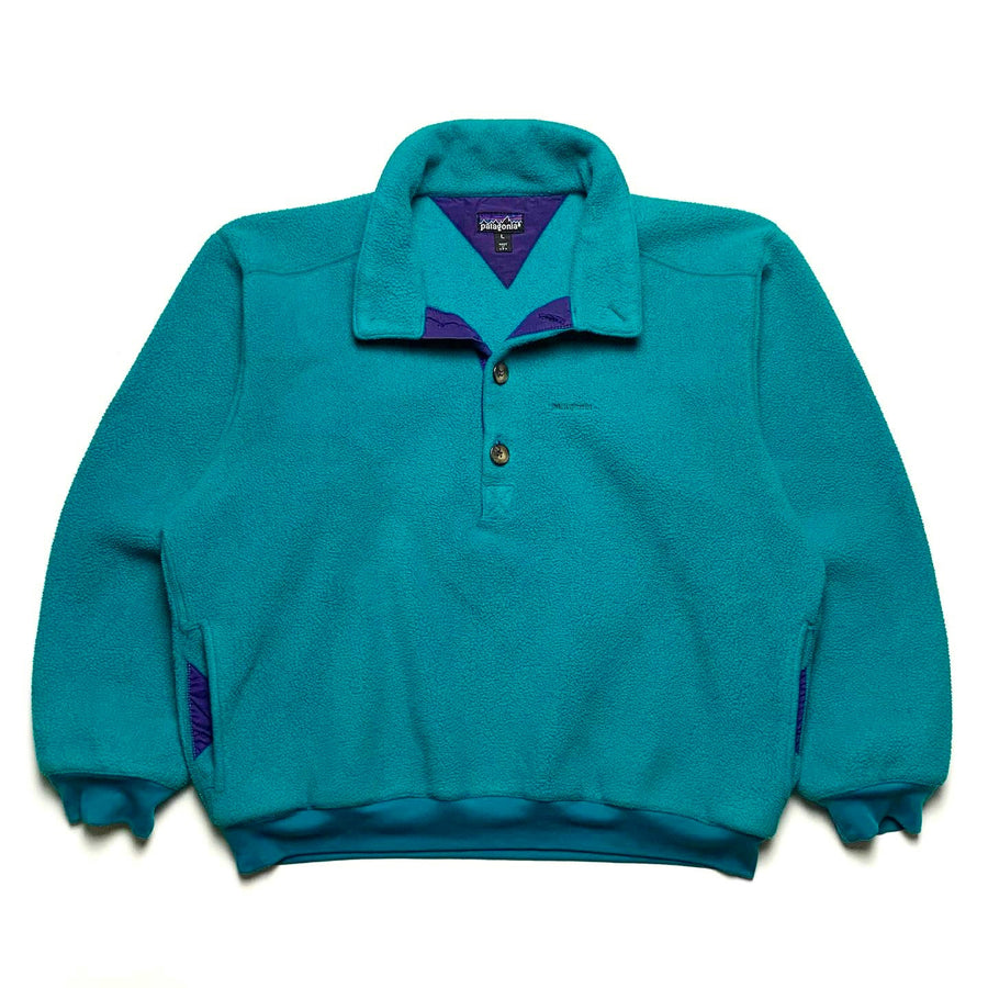 SP90 Patagonia Collared Synchilla Sweater, Teal & Purple (L)