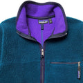 Fall 1990 Patagonia Retro Pile Cardigan, Bluegrass & Purple (M)