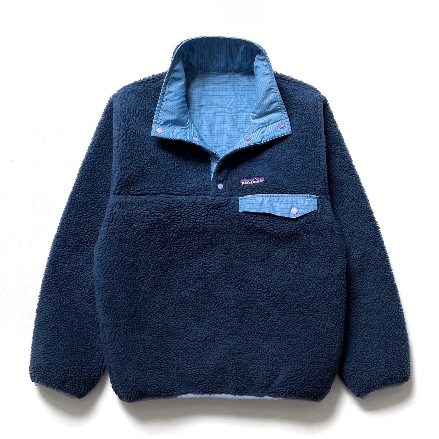 2007 Patagonia Reversible Deep Pile Snap-T Pullover, Chalk Blue (S)