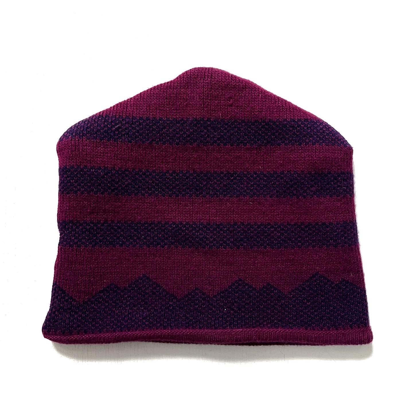 1994 Patagonia Capilene Wool & Fleece Hat, Mountains: Plum (OS)